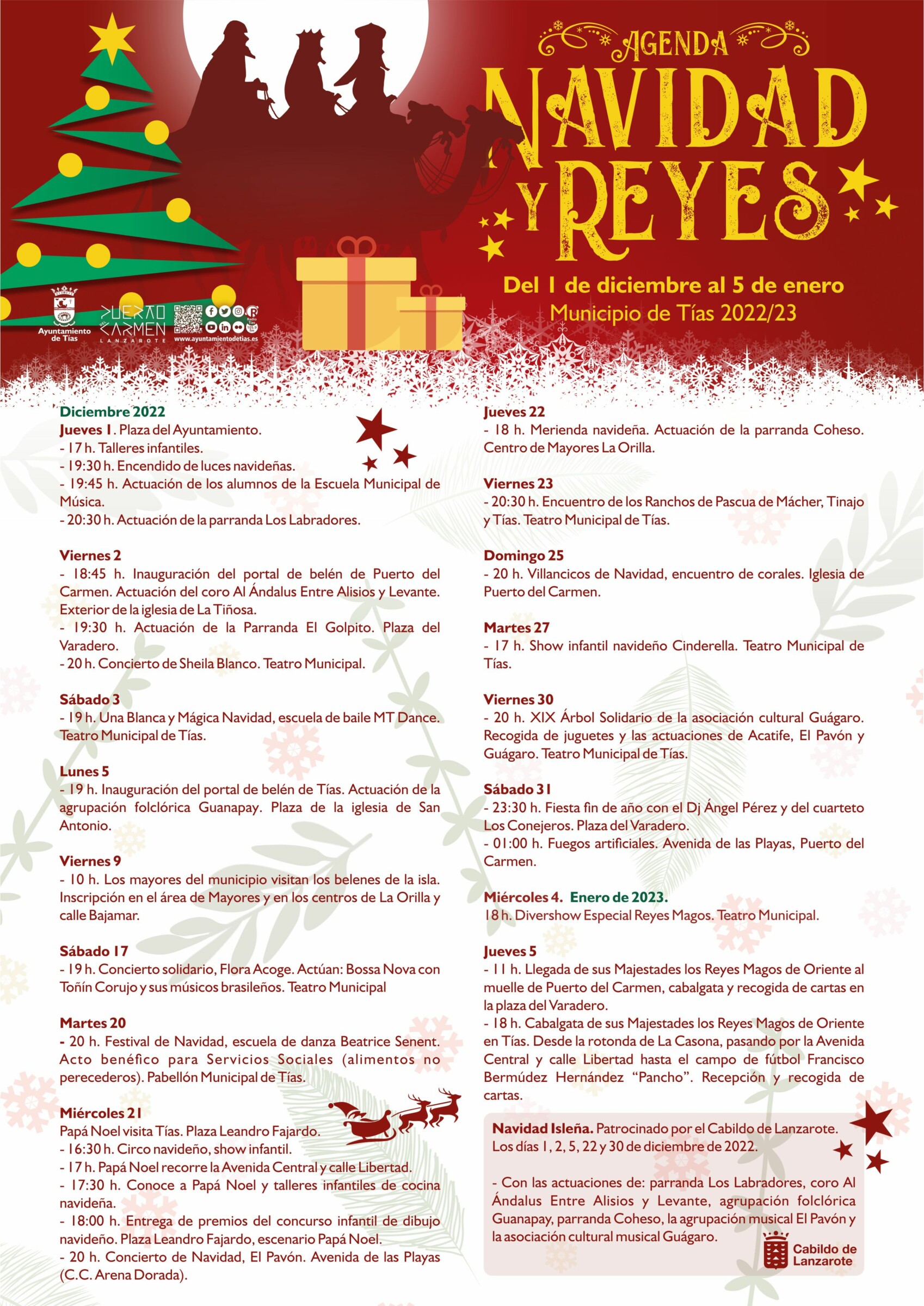 Tías presenta su agenda de Navidad y Reyes, que comienza el 1 de diciembre con el encendido de luces